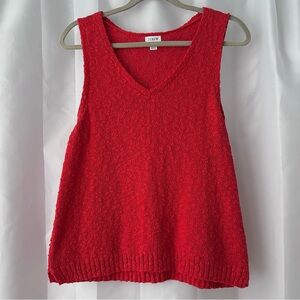 J. Crew Factory Red V-Neck Knit Sleeveless Shirt